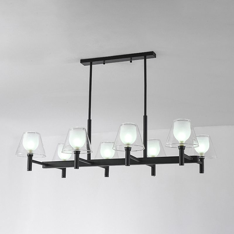 Industrial Island Light Glass Pendant Lighting Fixture for Dining Room