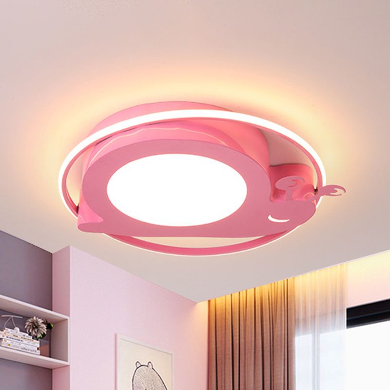 Acrylic Cartoon Bee Ceiling Light Modernism LED Flush Mount Lamp in Pink for Nursery, Warm/White Light