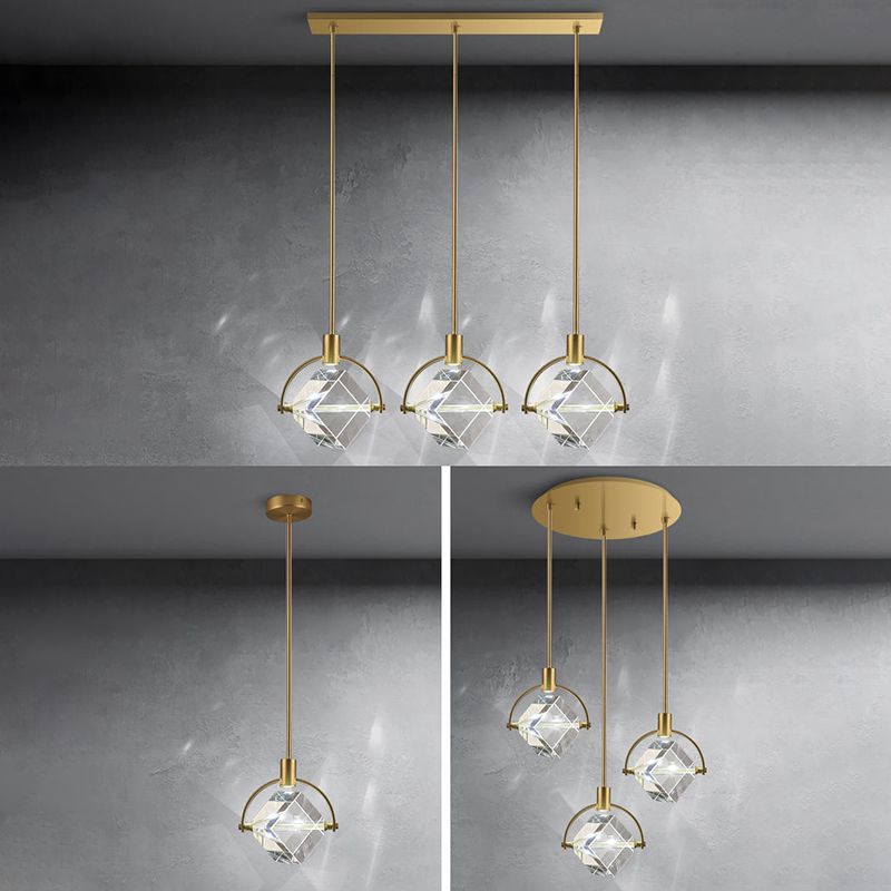 Moderne kubieke hanger verlichtingsarmaturen kristallen hanger lamp