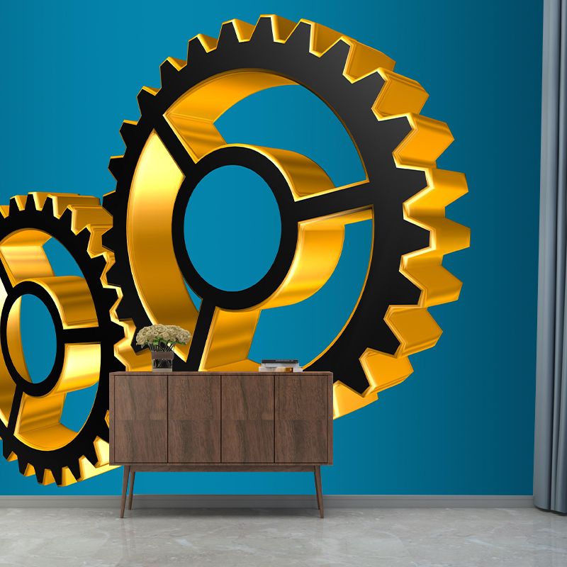 Industrial Gear Mural Wallpaper Mildew Resistant Wall Covering for Decoration