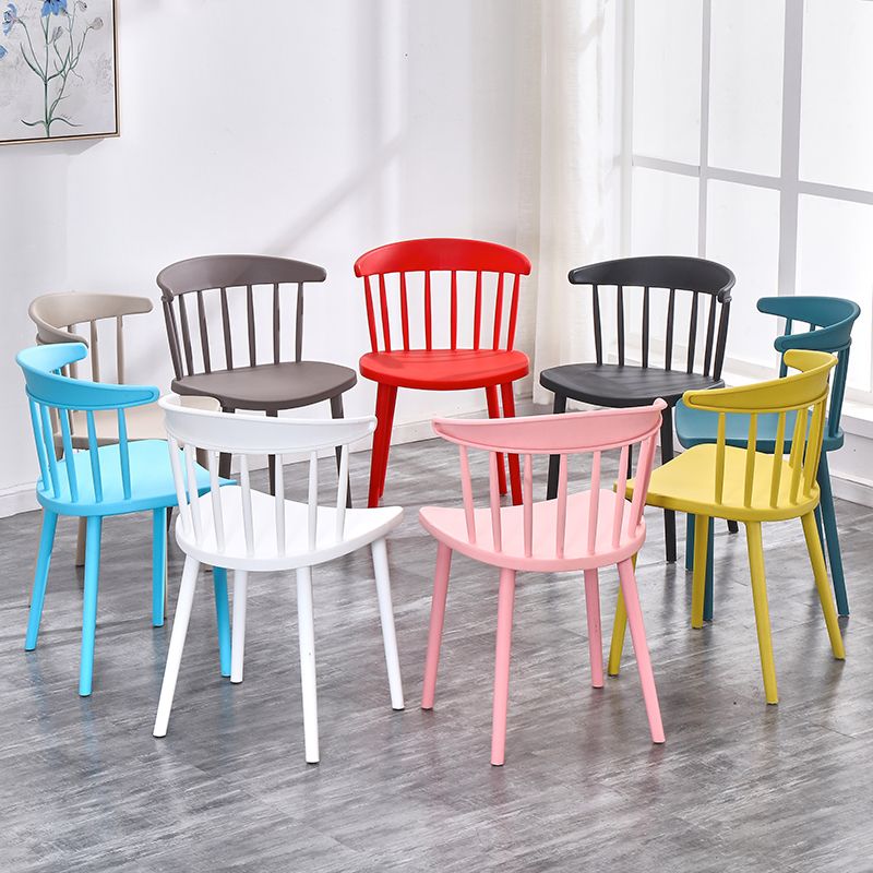 Contemporary Style Plastic Dining Armchair Windsor Back Side Chair for Home