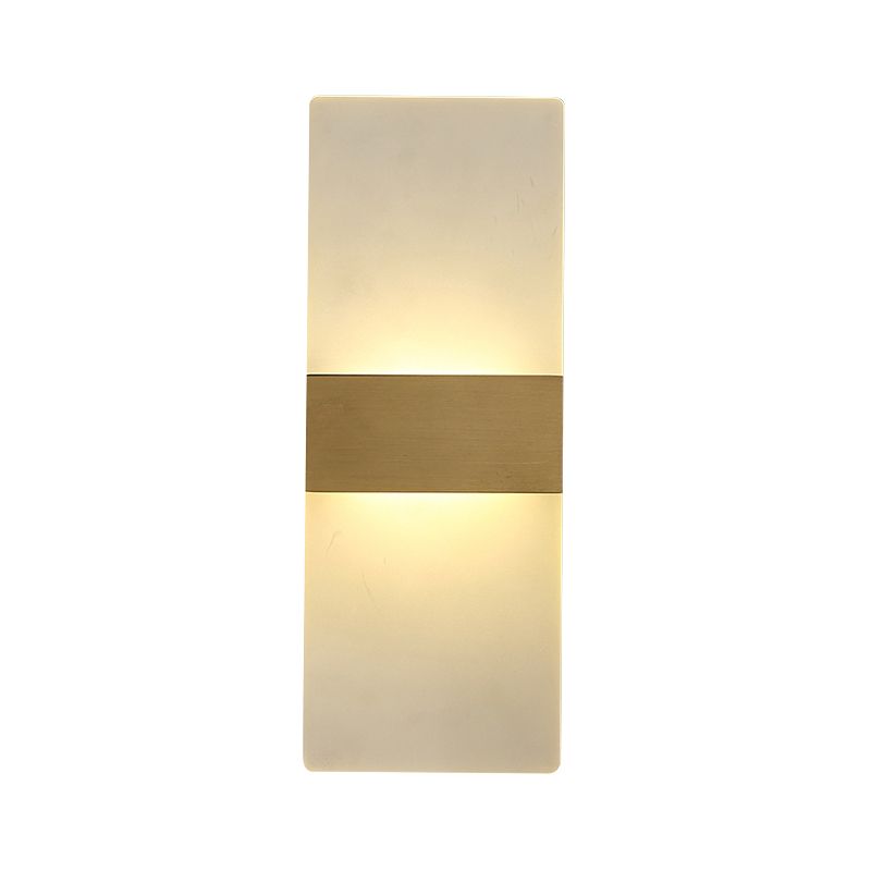 Rechthoekige spoelwand SCONCE Minimalistisch acrylbedwandlamp met gouden band, warm/wit licht