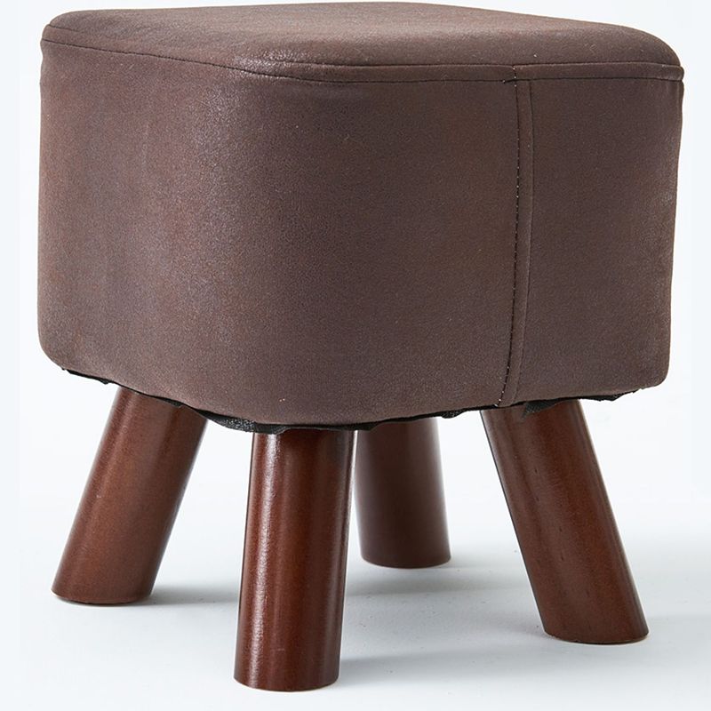 Mid-Century Modern Pouf Ottoman PU Leather Upholstered Solid Color Square Ottoman