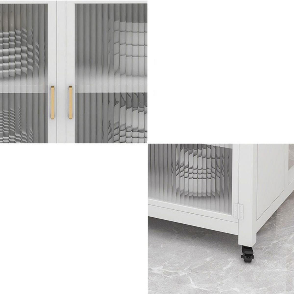 Marble Island Table Dining Room Kitchen Trolley with Storage Cabinet