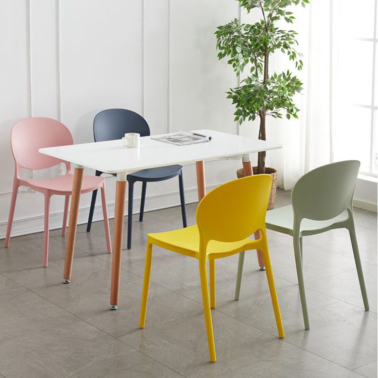 Stackable Plastic Armless Dining Chairs Indoor Scandinavian Side Chair