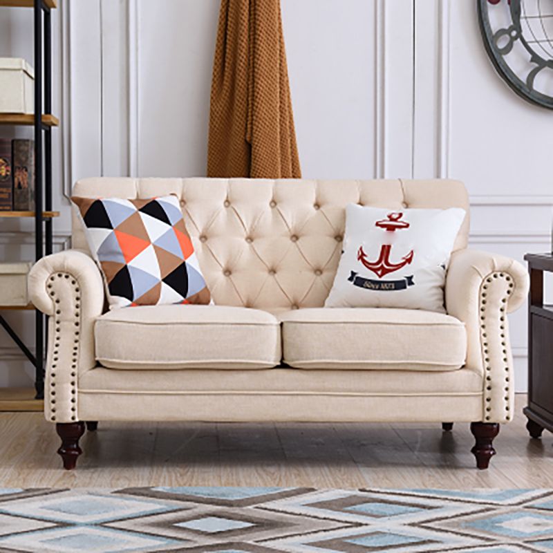 33.4 "H Country Linen/Microfibra/Fux in pelle arrotolata di divano trapuntato