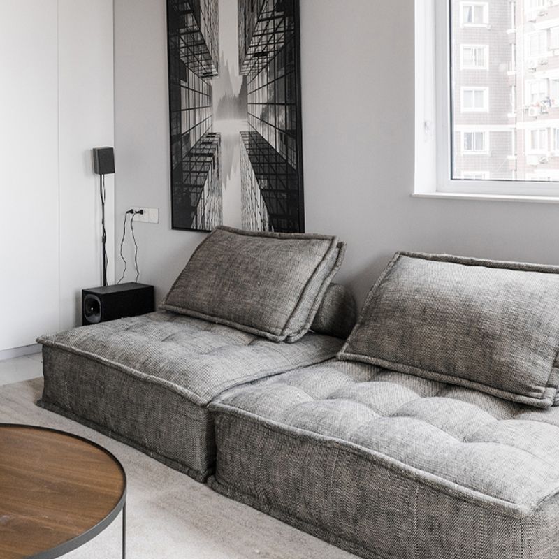 Modern Sofa with Bolster Pillows Armless Settee for Bonus Room