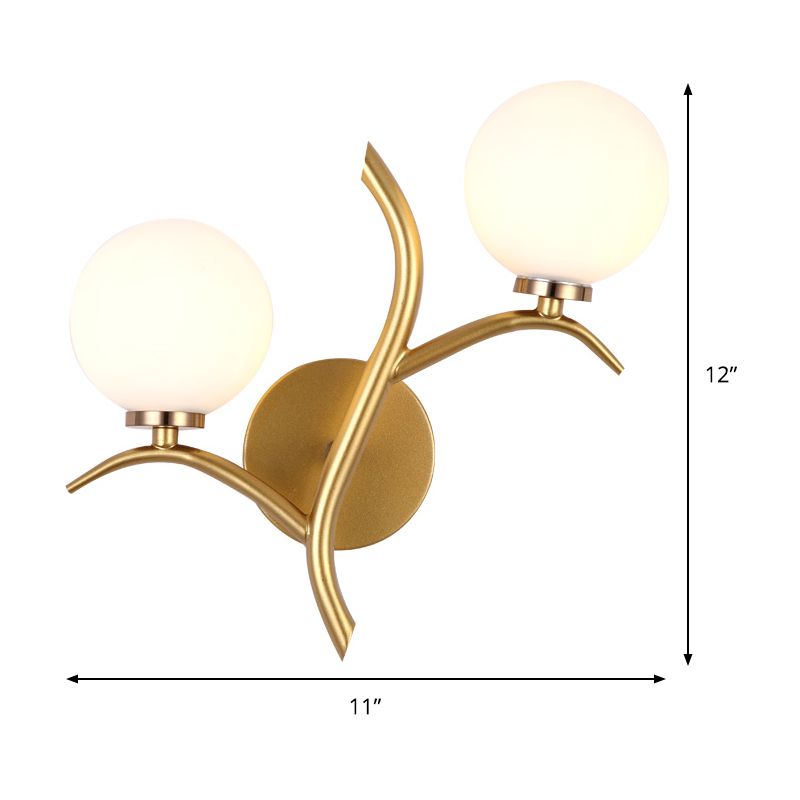 Branch Wall Lighting Modernist Metal 2 Bulbs Sconce Light Fixture in Gold for Living Room