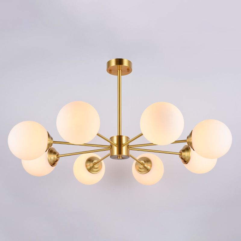 Nordic Simple Hanging Globe-Shaped Chandelier Pendant Light Milky Glass Ceiling Lights Fixture for Restaurant