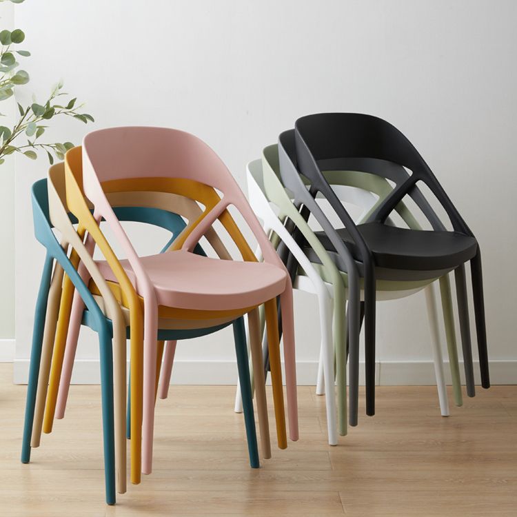 Scandinavian Plastic Stacked Side Chair Open Back Dining Side Chair for Home Use