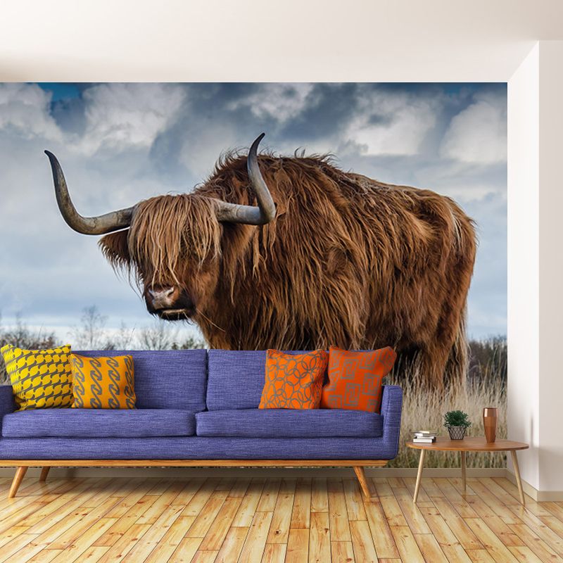 Mighty Bull Mural Wallpaper Photography Horizontal Wall Decor for Home