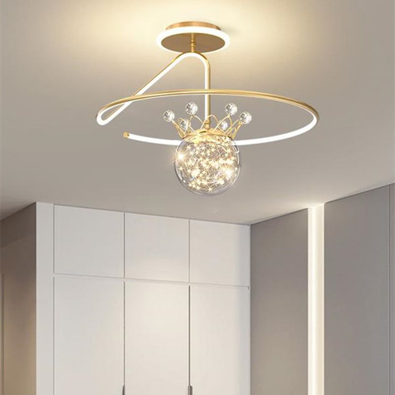 Ball Shape LED Ceiling Lamp Modern Iron 1 Light Flush Mount for Bedroom