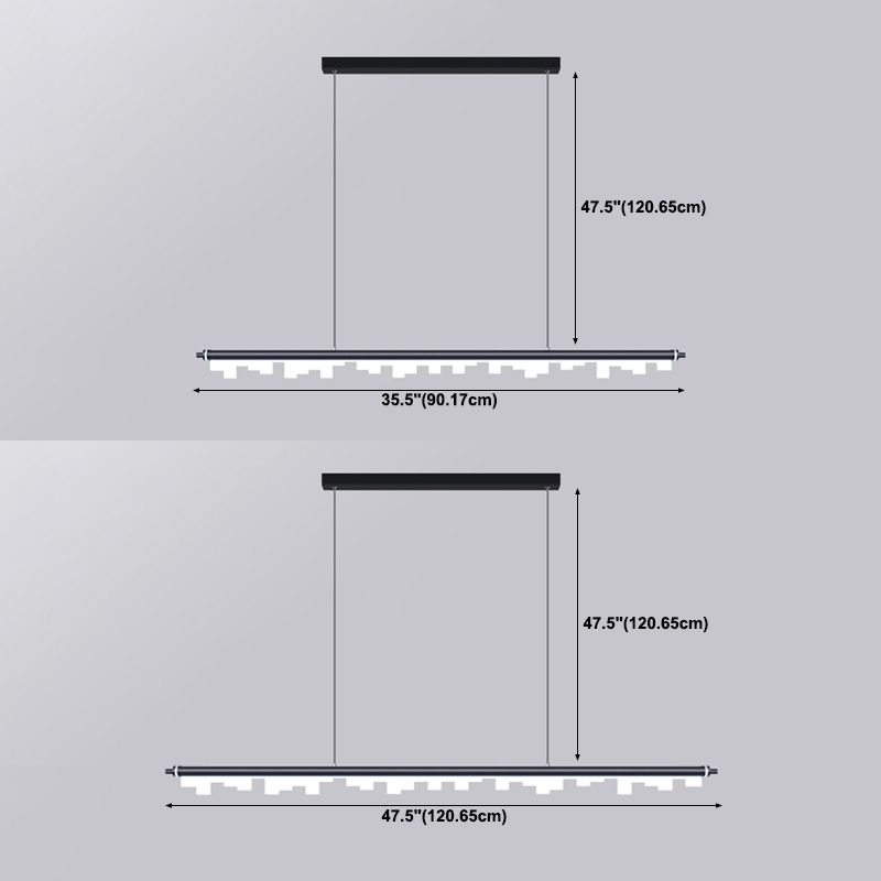 Zeitgenössischer Stil linearer Form Pendelleuchte Leuchtmetall 1 Licht Anhänger Beleuchtung