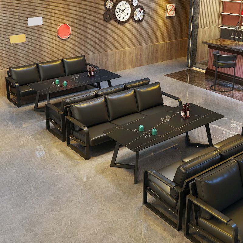 Industrial Style Sintered Stone Dinner Room Kitchen Table Black Sled Base Table for Dinning Room