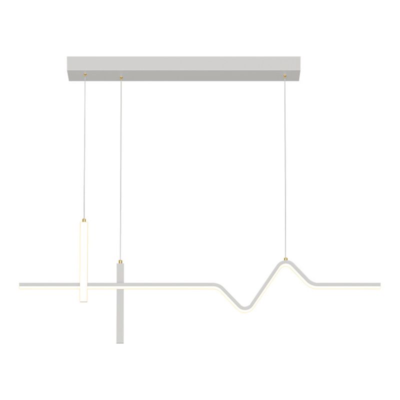 Linear Modern 3 - Light Ceiling Pendant Fixture in Matte LED White Kitchen Island Fixture
