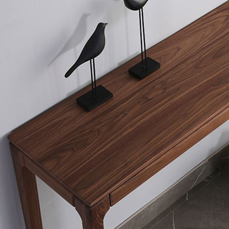 Mid-Century Modern Sofa Table 4 Legs Wood Rectangle Storage Walnut Console Table