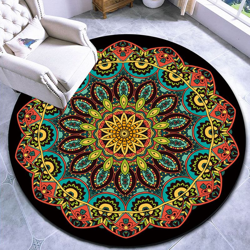Fancy Multicolor Paisley Print Rug Polypropylene Moroccan Rug Machine Washable Anti-Slip Stain Resistant Rug for Lounge