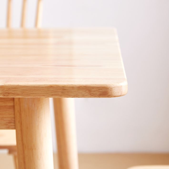 Mesa de comedor rectangular de color madera, mesa de madera maciza contemporánea con 4 patas