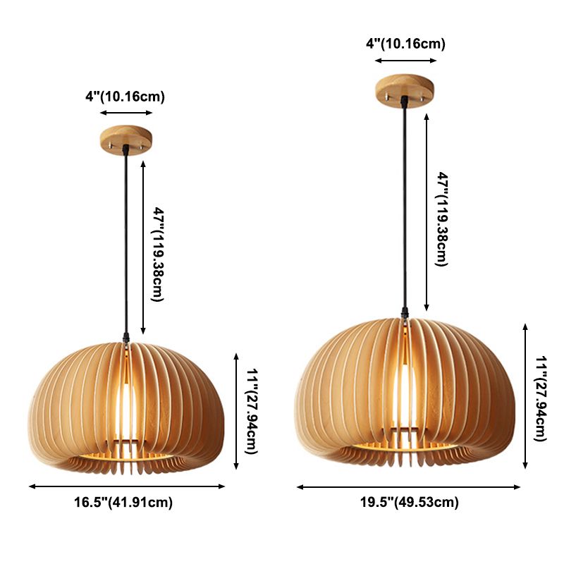 Lumo a sospensione a sospensione a 1 luci a forma moderna a forma di cupola lampada sospesa in legno
