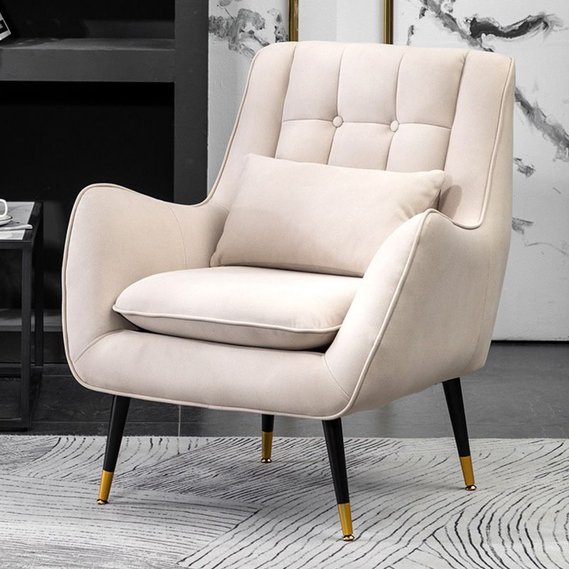 30.7" Wide Faux Leather/Linen Blend Arm Chair with Basic Four Legs