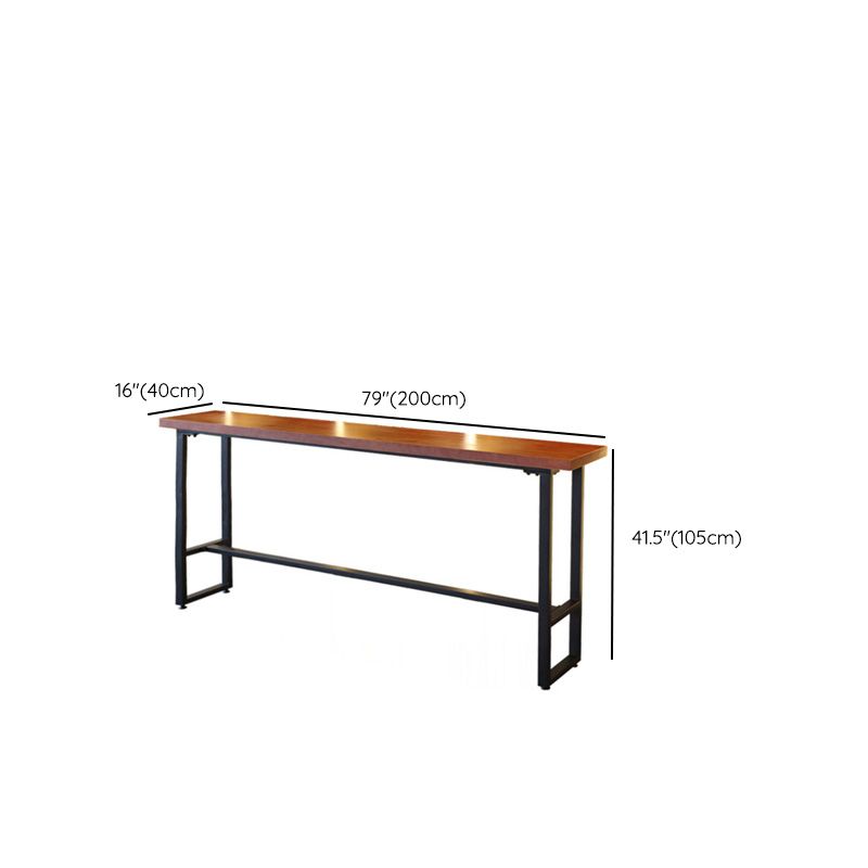 Rectangular Bar Height Table Solid Wood Top Bistro Pub Table with Black Base