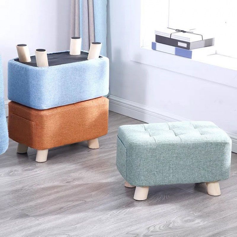 Cotton Linen Ottoman Scratch Resistant Removable and Washable Slipcover Solid Ottoman