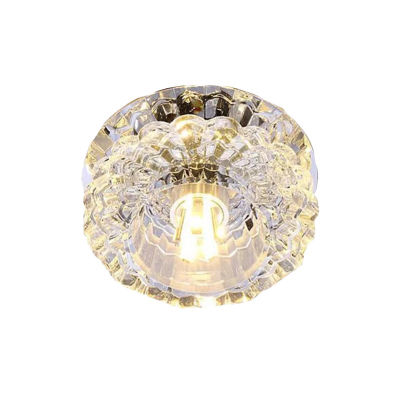 Clear Crystal Flush Mount Lighting Fixture Flower LED Contemporary Ceiling Lamp for Corridor