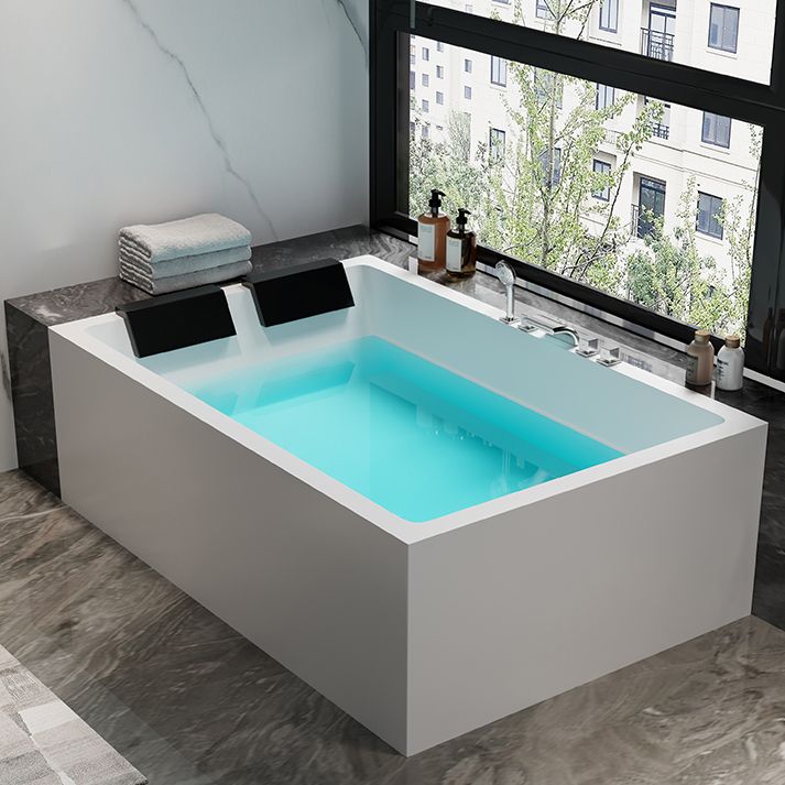 Modern Rectangular Acrylic Bathtub Stand Alone Soaking White Bath