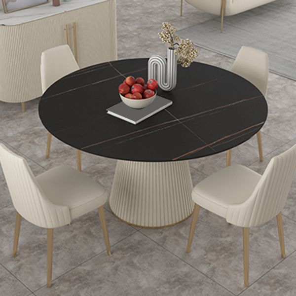 Table à manger ronde en pierre frittée, Table de luxe traditionnelle pour la maison