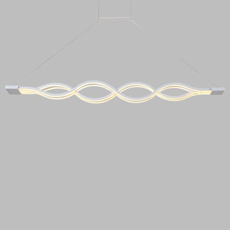 Lumière en île à LED blanche en acrylique dans un pendentif en fer forgé moderne pour salle à manger