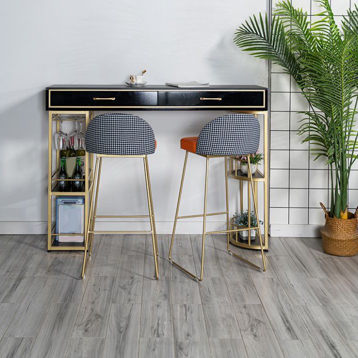 Glam Style Stone Bar Table Set 1/2/3 Pcs Rectangular Pub Set for Indoor