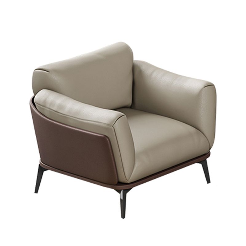 Contemporary Glam Faux Leather Sofa with Wear-resisting, Square Arm for Living Room