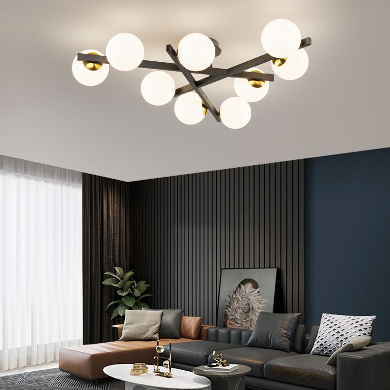 Contemporary Sputnik semifulò latte in vetro di latte in vetro a soffitto lampada da monte