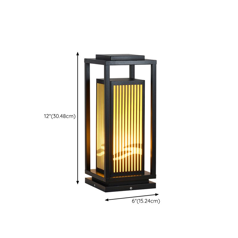 Rectangle Solar Pillar Lamp Contemporary Metal Outdoor Waterproof Light