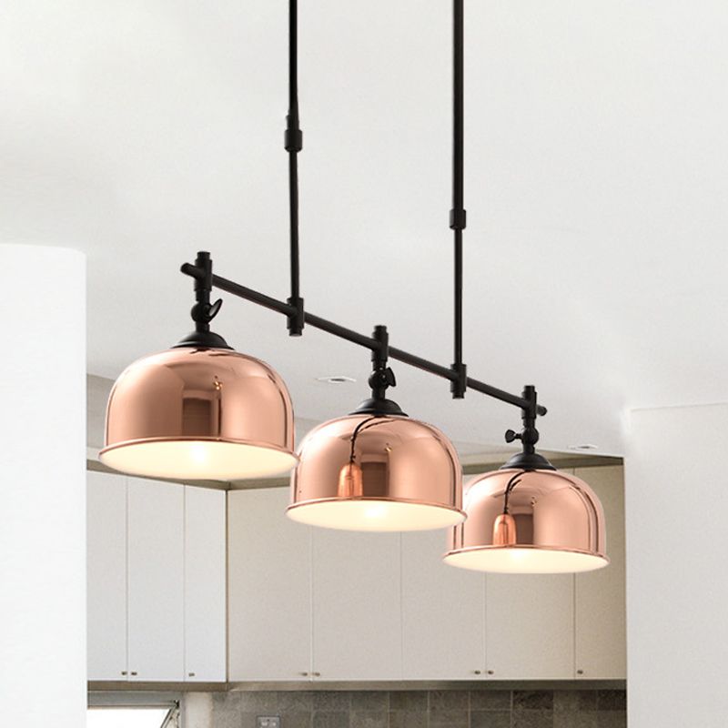 Cupola cucina cucina isola lampadario leggero metallo 3 teste in stile industriale illuminazione a sospensione in rame