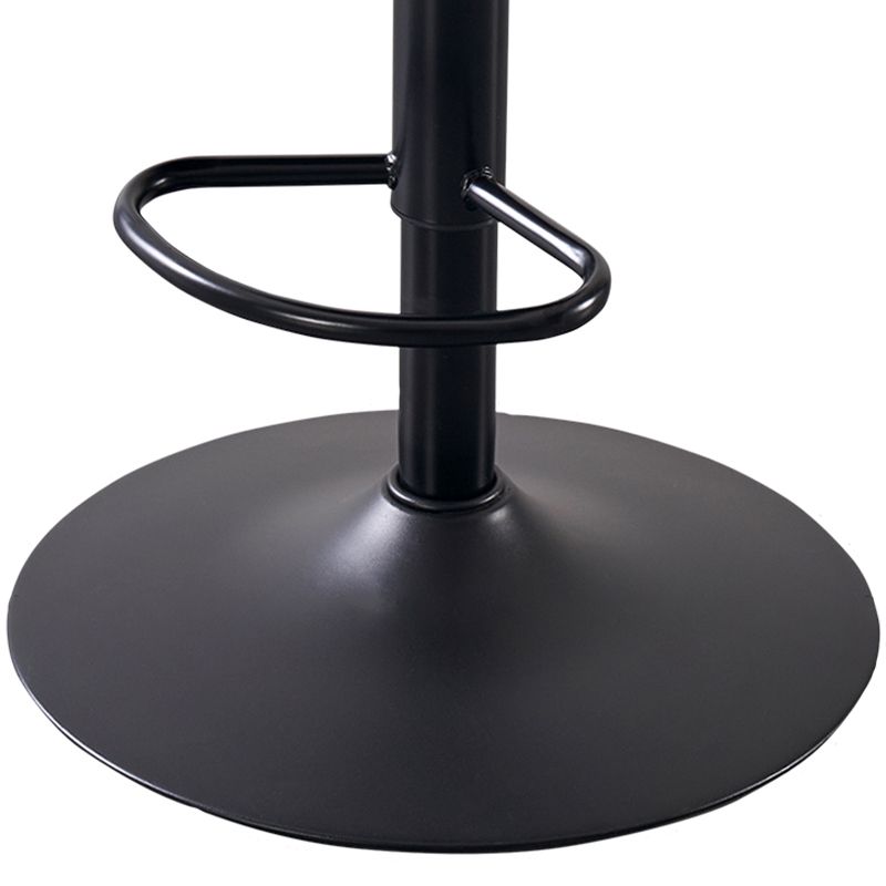 Swivel Adjustable Height Bar Stools Glam Style Faux Leather Bar Stool with Black Base