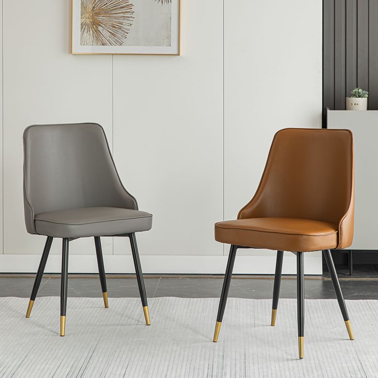 Silla de comedor contemporánea silla trasera sólida con 4 patas de metal para uso en el hogar
