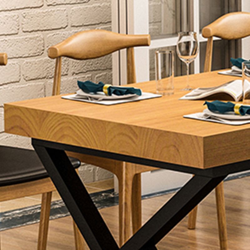 Pine Solid Wood Dining Table Industrial Rectangle Table with Double Pedestal
