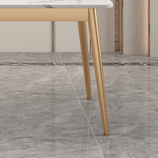 Modern Dinning Table White Top Stone Rectangle Dining Table for Kitchen