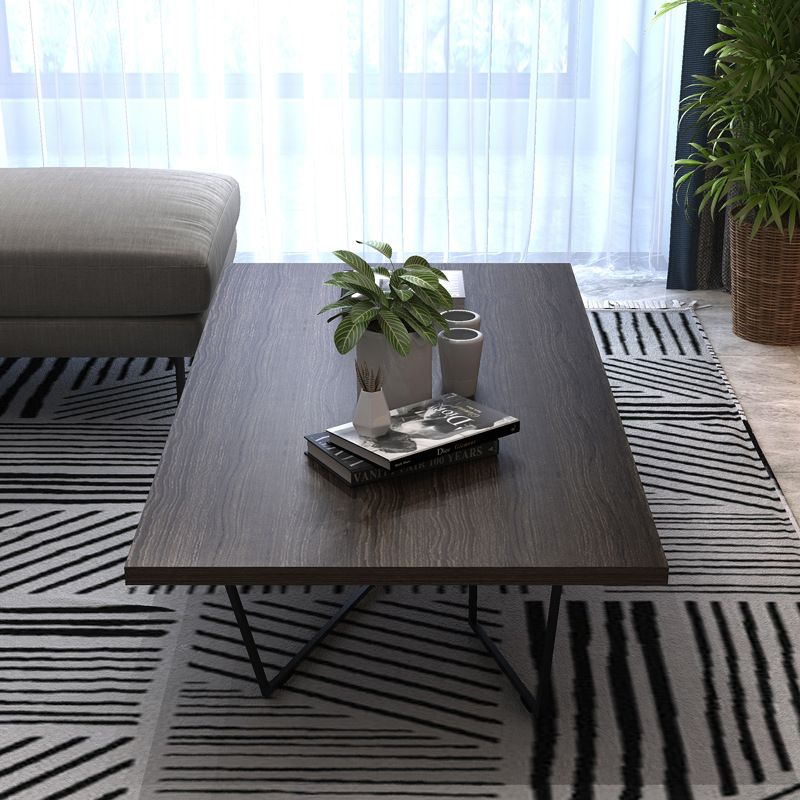 Dark Brown Solid Wood Coffee Table Abstract Coffee Cocktail Table