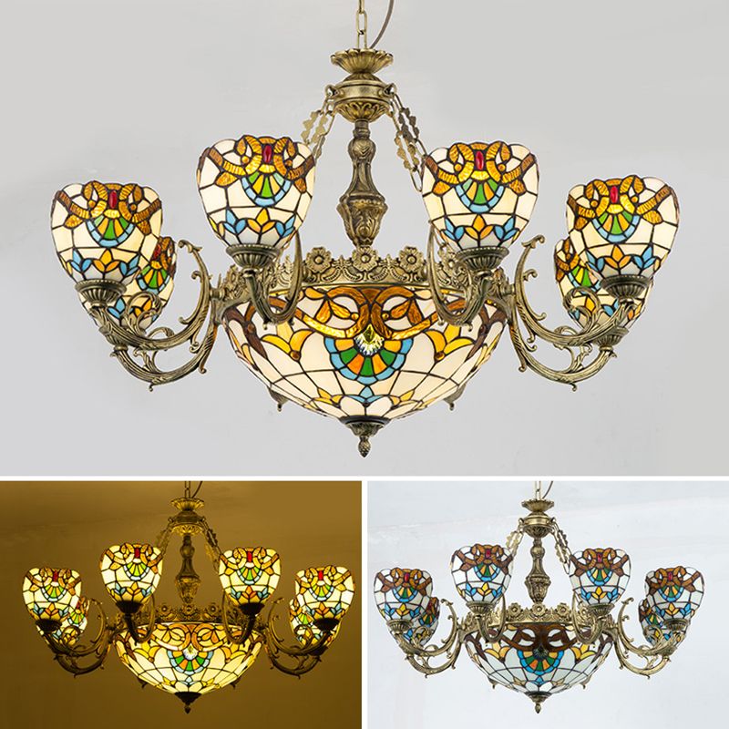 Luminaire ludique en forme de bol Talage de vitrail de style tiffany