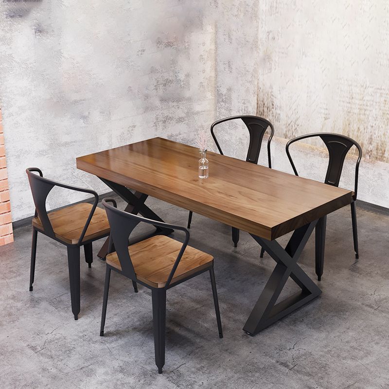 Industrial 1/4/5 Pieces Dining Set Rectangle Pine Wood Dining Table for Dining Room Cafe