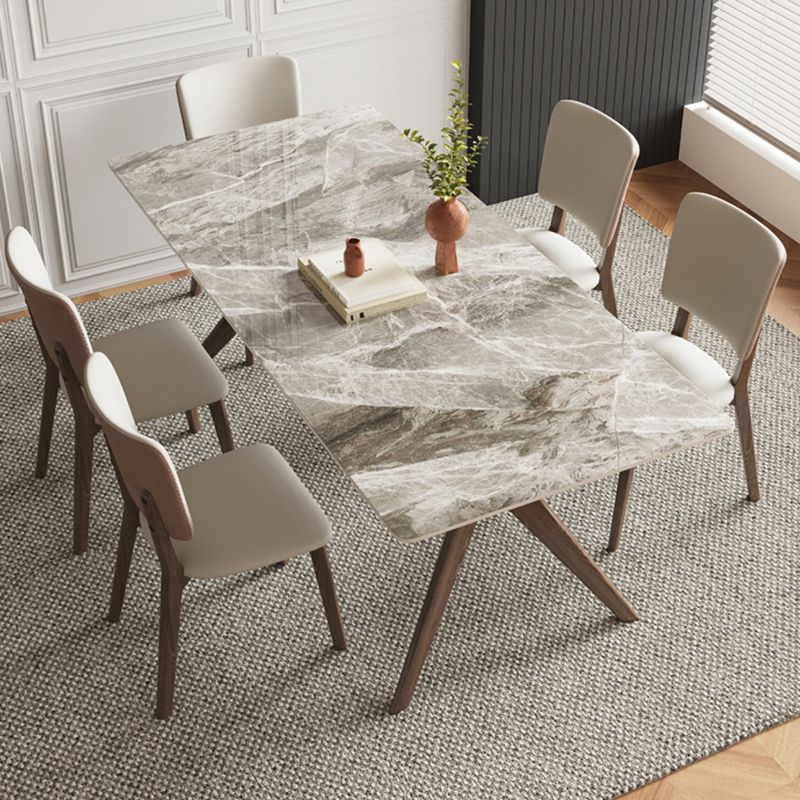 Modern 1/4/5/7 Pieces Dining Furniture Stone Rectangle Dining Table Set in Gray