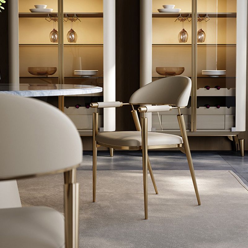 Glam Style Arm Chair Metal Open Back Dining Room Chair for Kitchen