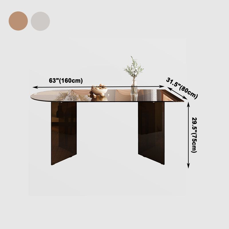 Mesa de comedor de vidrio templado de estilo contemporáneo Table de forma gratuita de base de pedestal