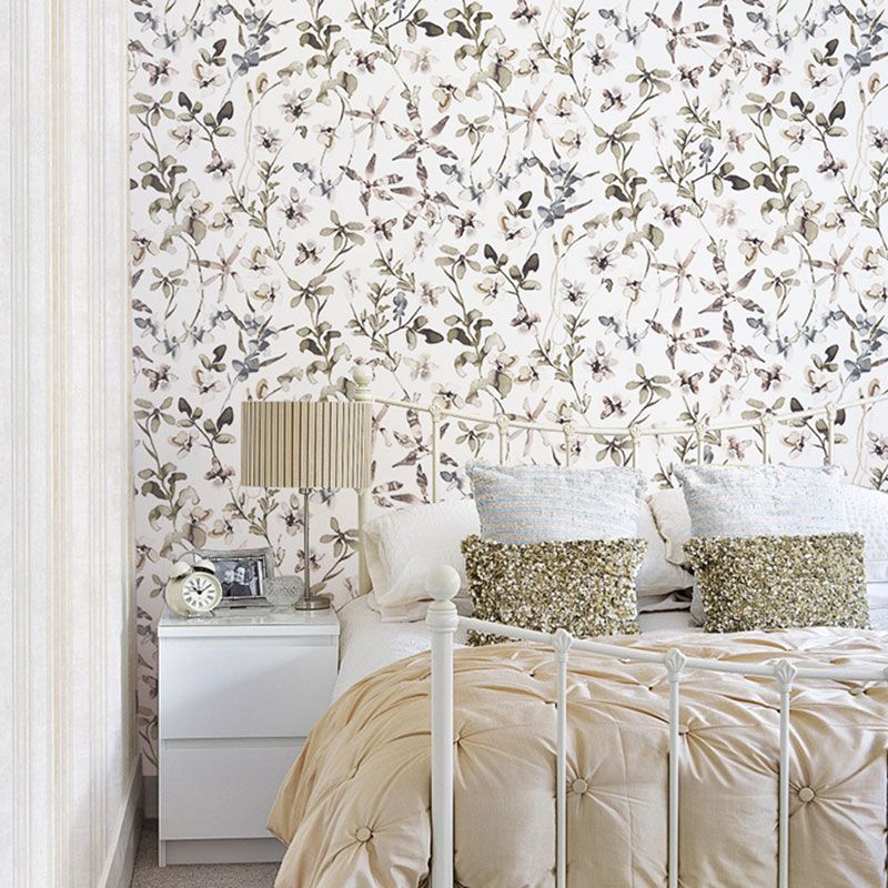 Rouleau de papier peint à feuilles entrelacées pour décoration de chambre d'amis, couleur neutre, 33 pi de longueur x 20,5 po de largeur