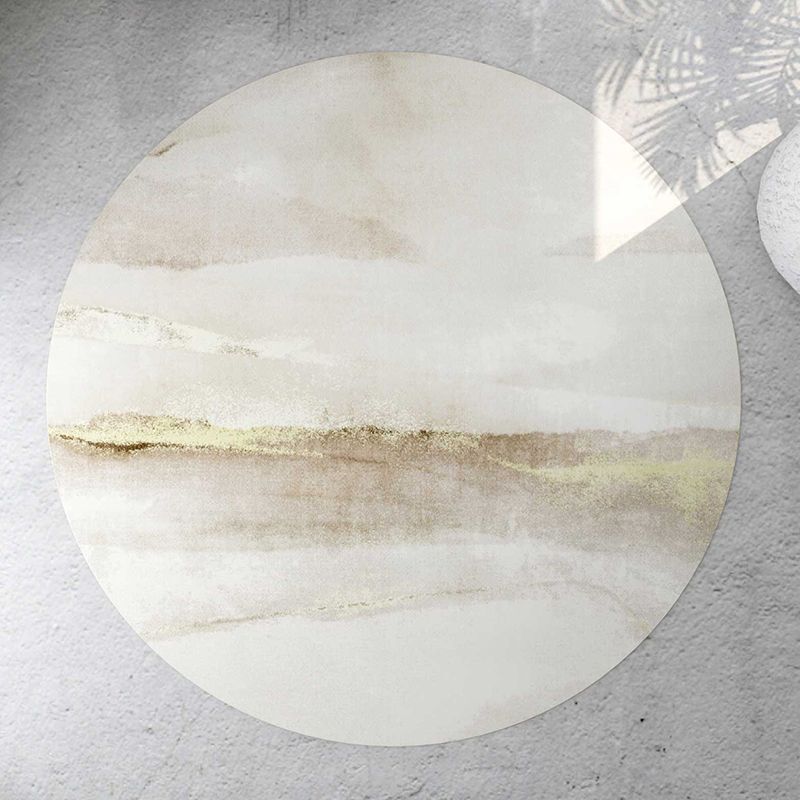 Light Yellow Rug Polyester Graphic Rug Non-Slip Backing Rug for Living Room