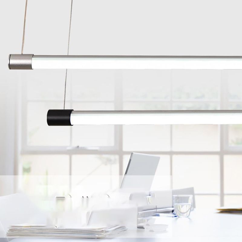 Metal Tube Shaped Led Pendent in Modern Style 30W Led Suspended Lights for Office Conference Room