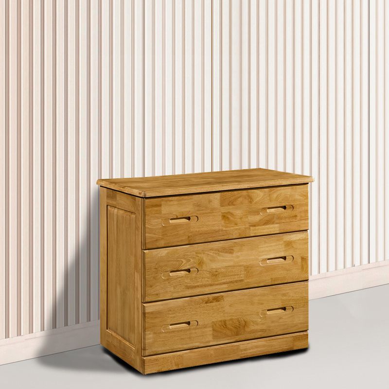 Contemporary Bedroom Storage Chest Rubber Wood Vertical Chest with Drawers