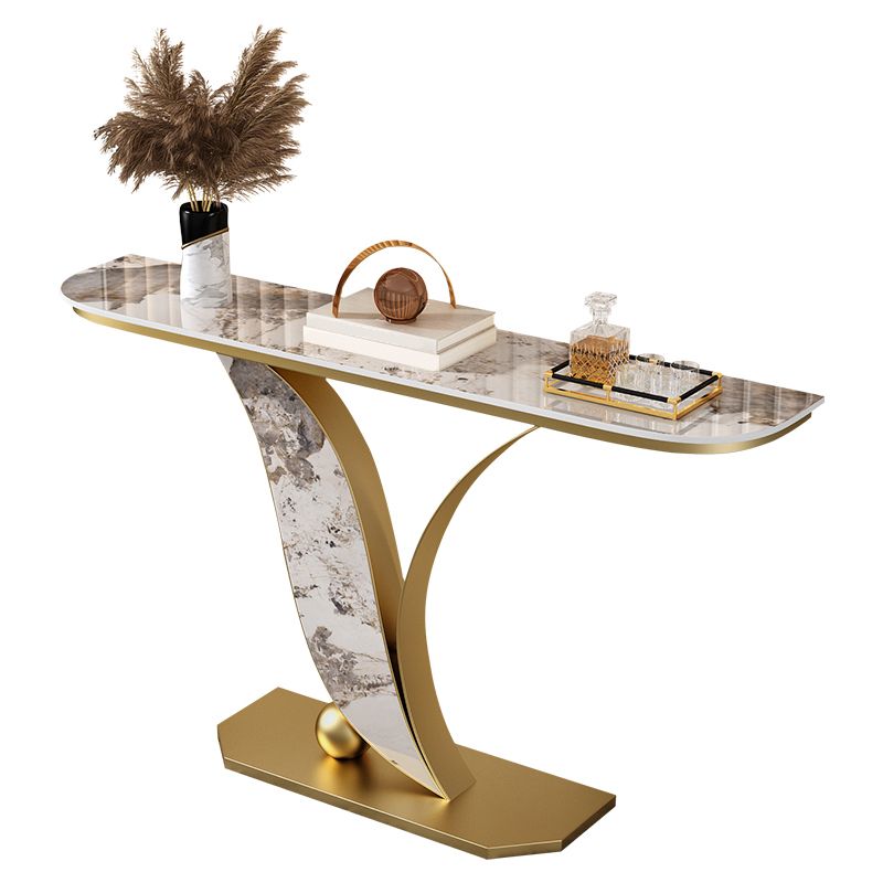 Glam Slate Half Moon Console Table Stain Resistant Scratch Resistant Sofa Table